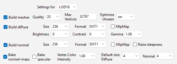 Landscape LOD Settings - Level 16